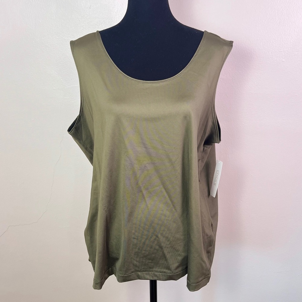 Chico's Microfeel Timeless Tank 4 XXL Green Sleeveless Capsule Wardrobe Layering